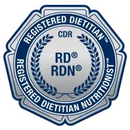 Registered Dietitian Nutritionist certification badge.